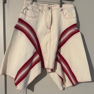 Jean Paul Gaultier Cream and Red Flared Skirt